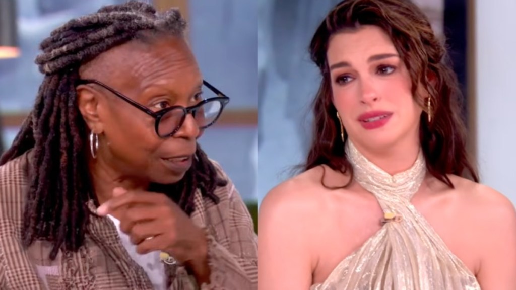 ‘No, Don’t!’: Anne Hathaway Breaks Down in Tears After What Whoopi Goldberg Said