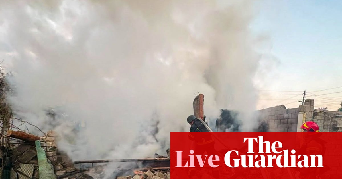 Firefighters work at the site of a private house destroyed during overnight Russian drone strikes, amid Russia's attack on Ukraine, in the town of Balakliia, in Kharkiv region, Ukraine.