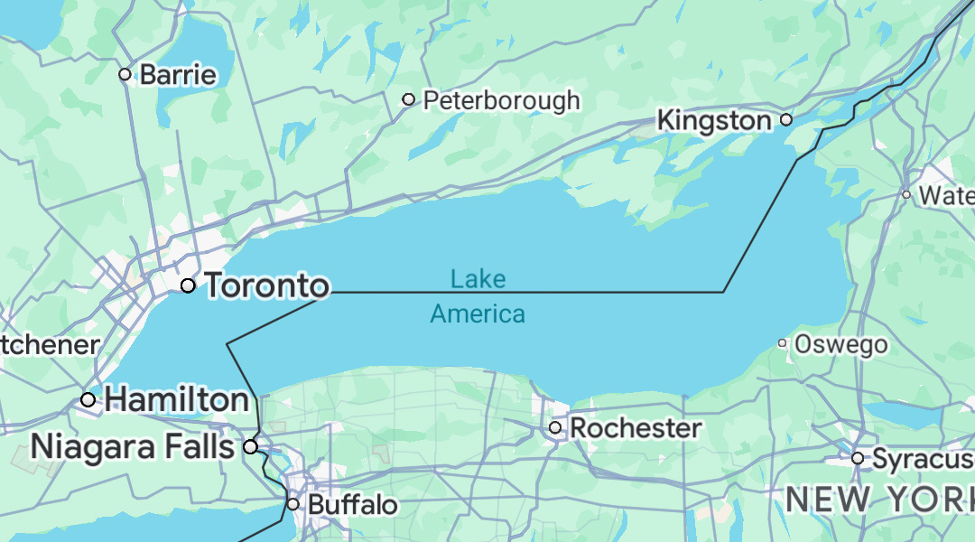 Google Maps АНУ-ын засгийн газраас түрүүлж Онтарио нуурыг “Lake America” хэмээн өөрчиллөө